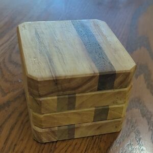 Vintage Solid Wood Beveled Coasters.
